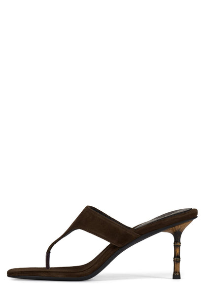 MARILLA Heeled Thong Sandal - Coffee Suede | Jeffrey Campbell