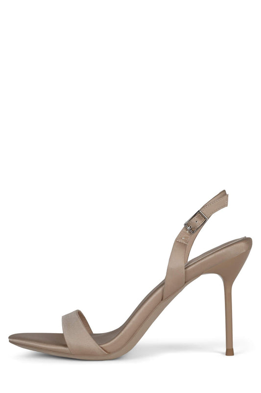 GO-GETTER Heeled Sandals - Champagne Satin | Jeffrey Campbell