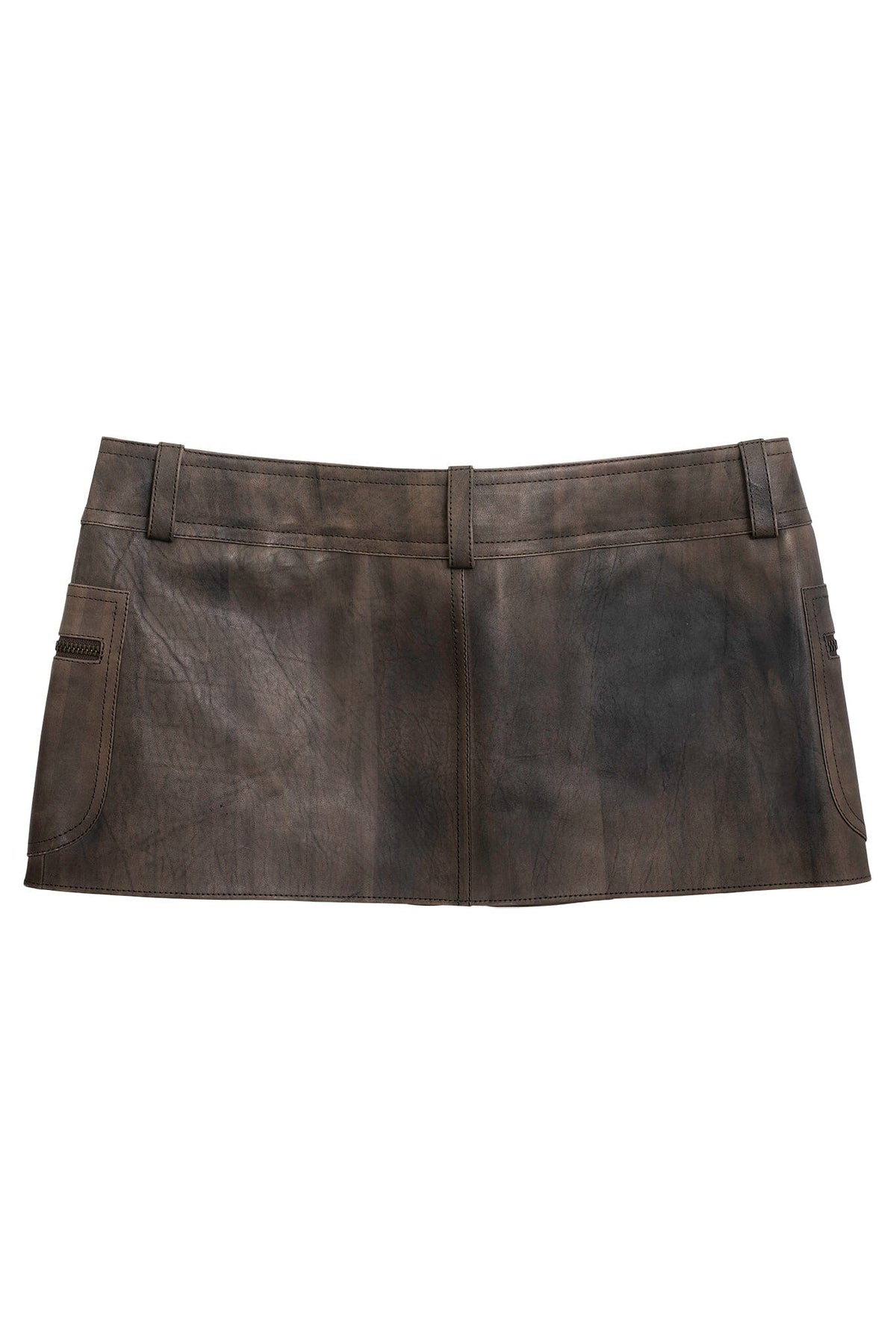 TOO-COOL SKIRT Leather Mini Skirt - Brown Distressed | Jeffrey Campbell