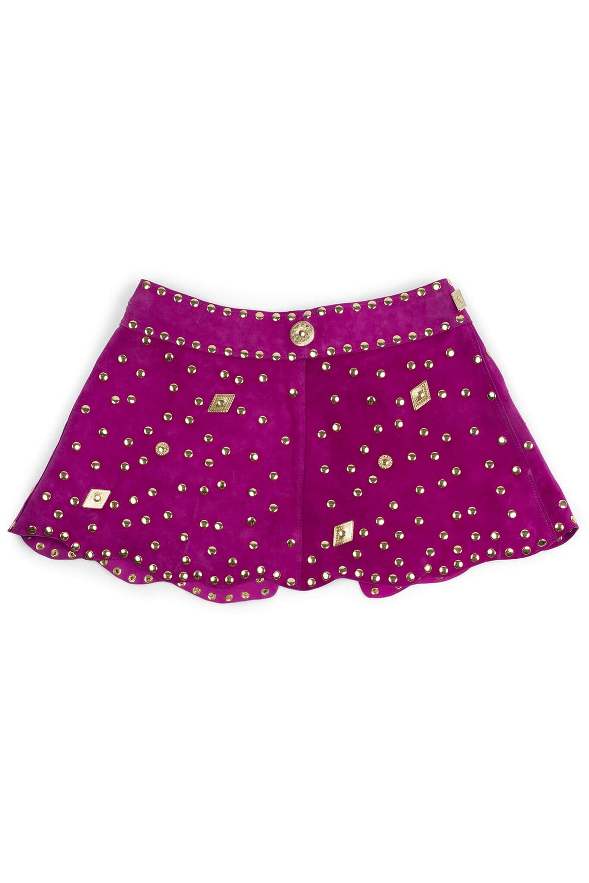 MARQUEE Mini Skirt - Fuchsia Suede Gold | Jeffrey Campbell