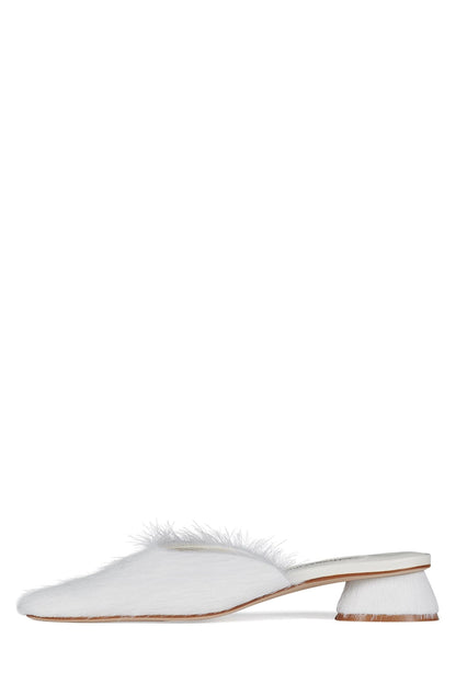 MOLLY-2F Heeled Mule - Ivory Longhair | Jeffrey Campbell