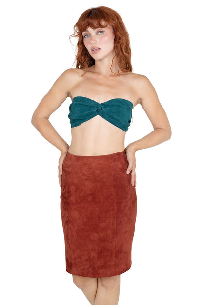 AMALIE SKIRT Pencil Skirt - Rust Suede | Jeffrey Campbell