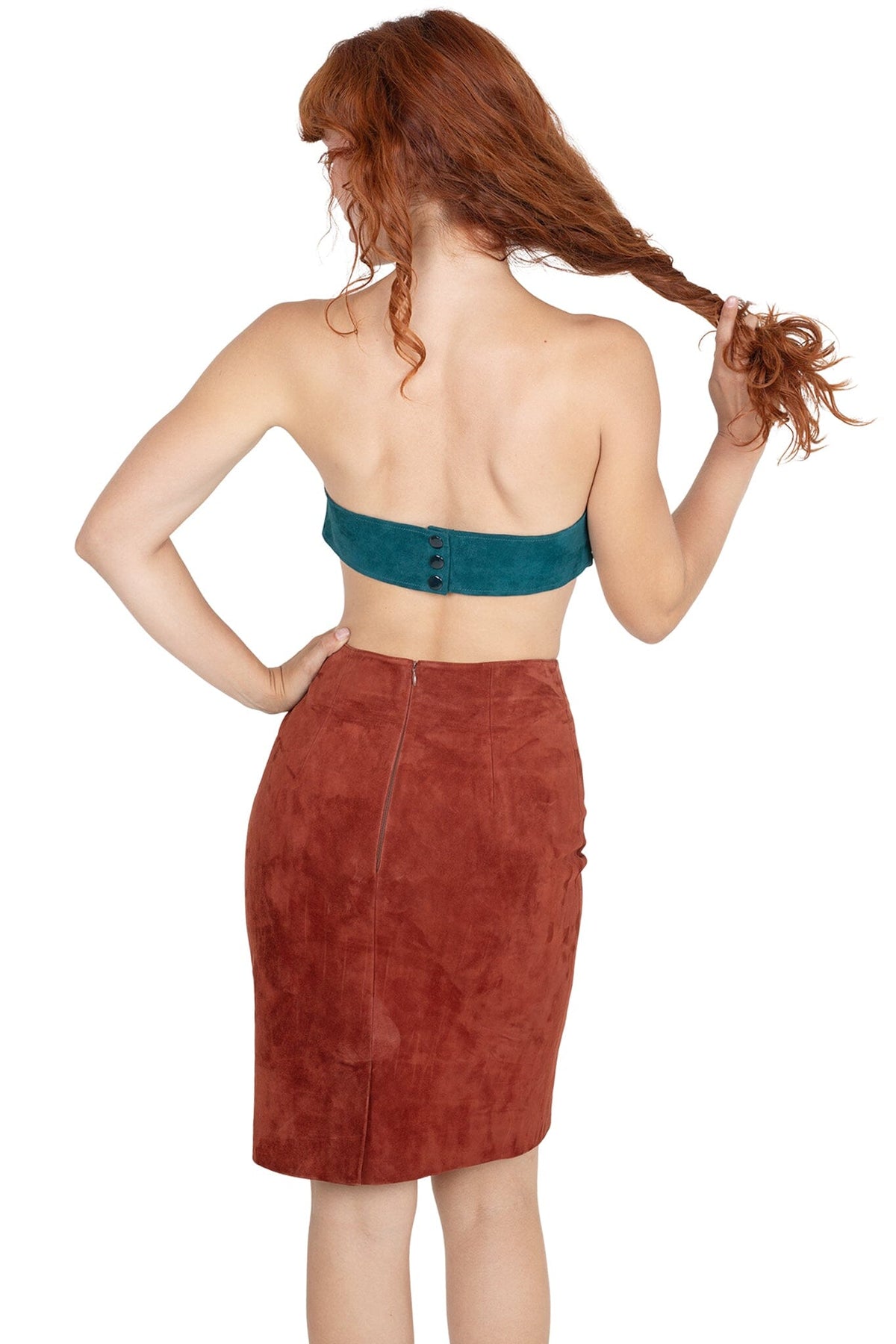 AMALIE SKIRT Pencil Skirt - Rust Suede | Jeffrey Campbell