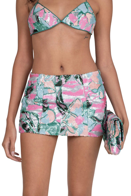 MAISY-SEQ SKIRT - Teal Multi | Jeffrey Campbell