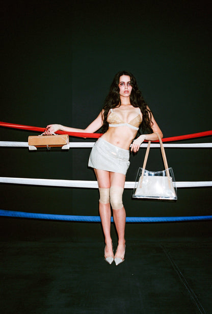 DEMOLISH Deconstructed Mini Skirt - Grey Clear Combo | Jeffrey Campbell