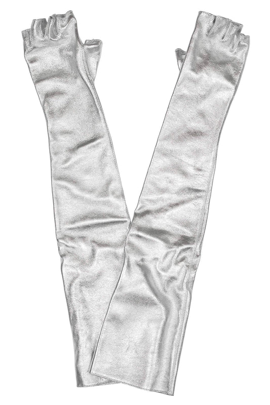 KRAFTIG GLOVES Leather Gloves - Silver | Jeffrey Campbell