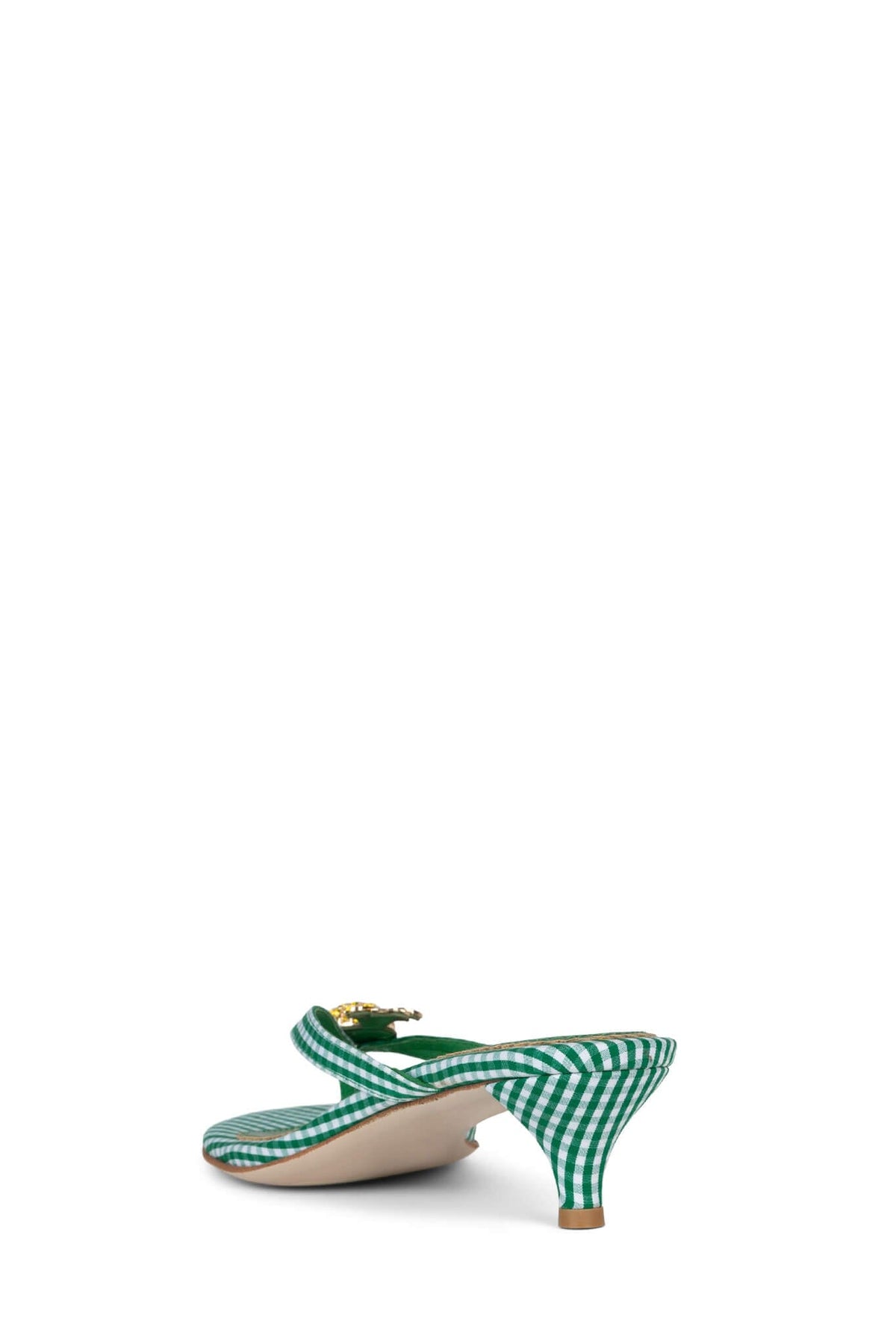 PINACOLADA Kitten Heel Sandals - Green Gingham | Jeffrey Campbell