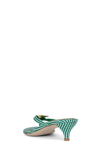 PINACOLADA Kitten Heel Sandals - Green Gingham | Jeffrey Campbell