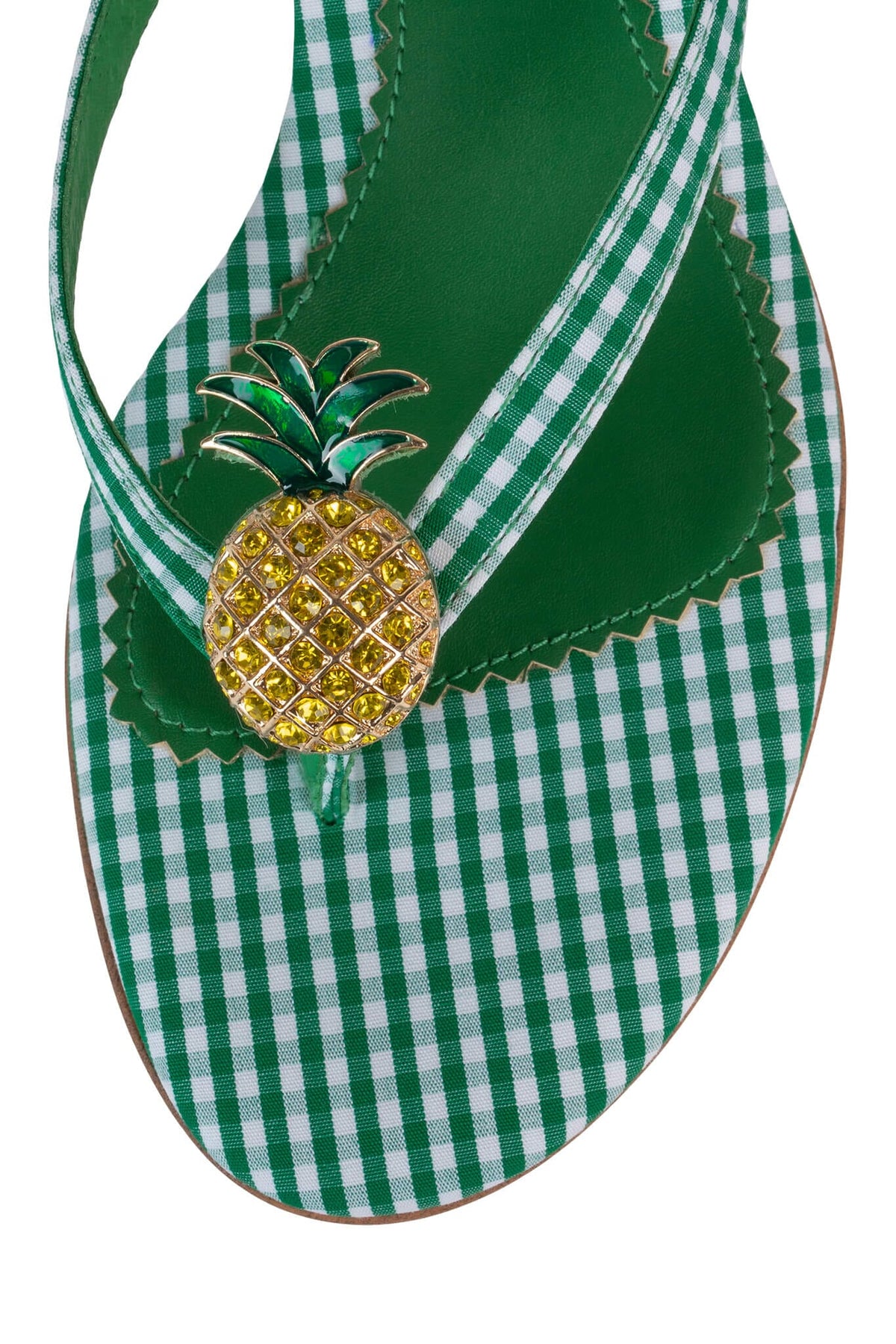 PINACOLADA Kitten Heel Sandals - Green Gingham | Jeffrey Campbell