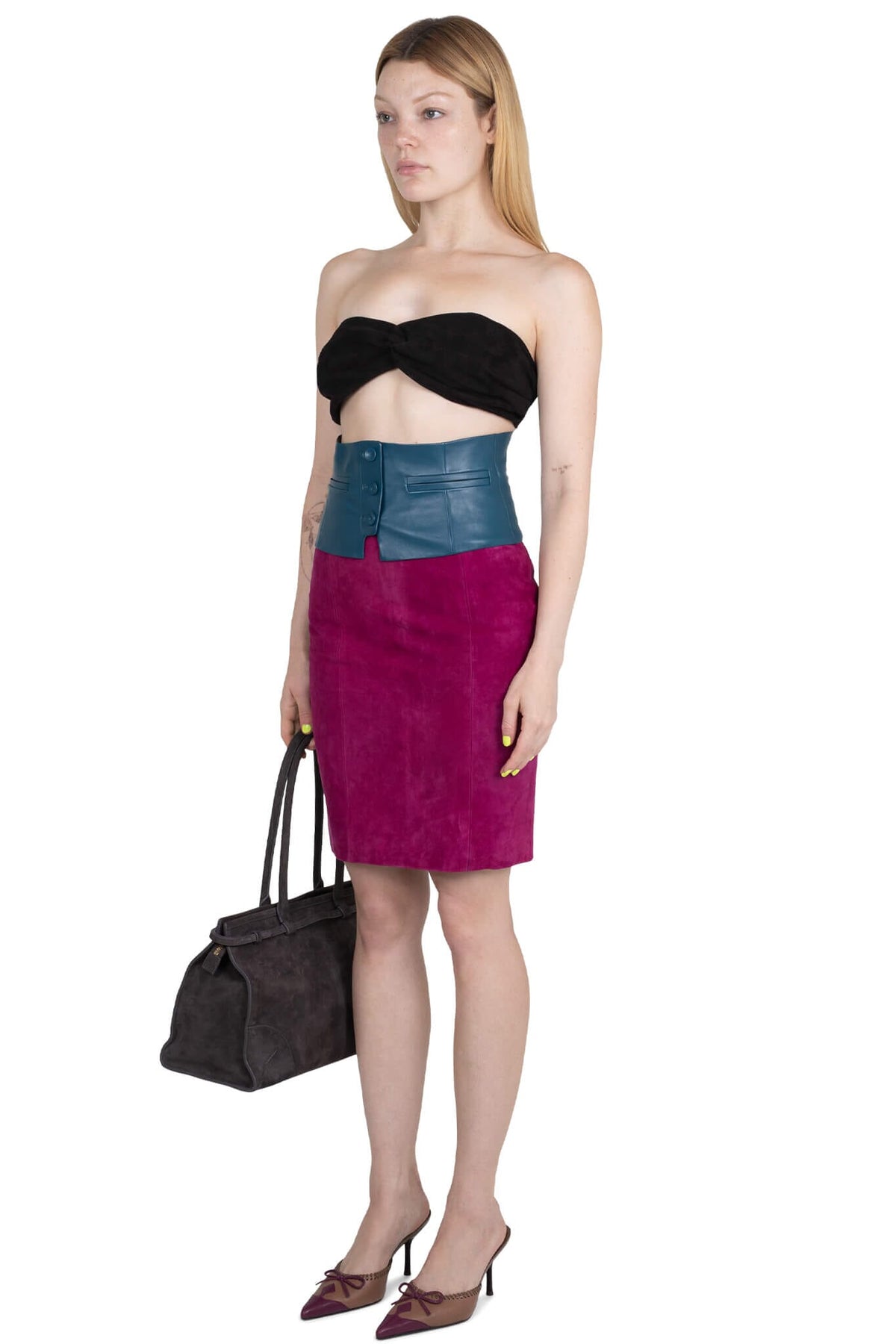 AMALIE SKIRT Pencil Skirt - Fuchsia Suede | Jeffrey Campbell