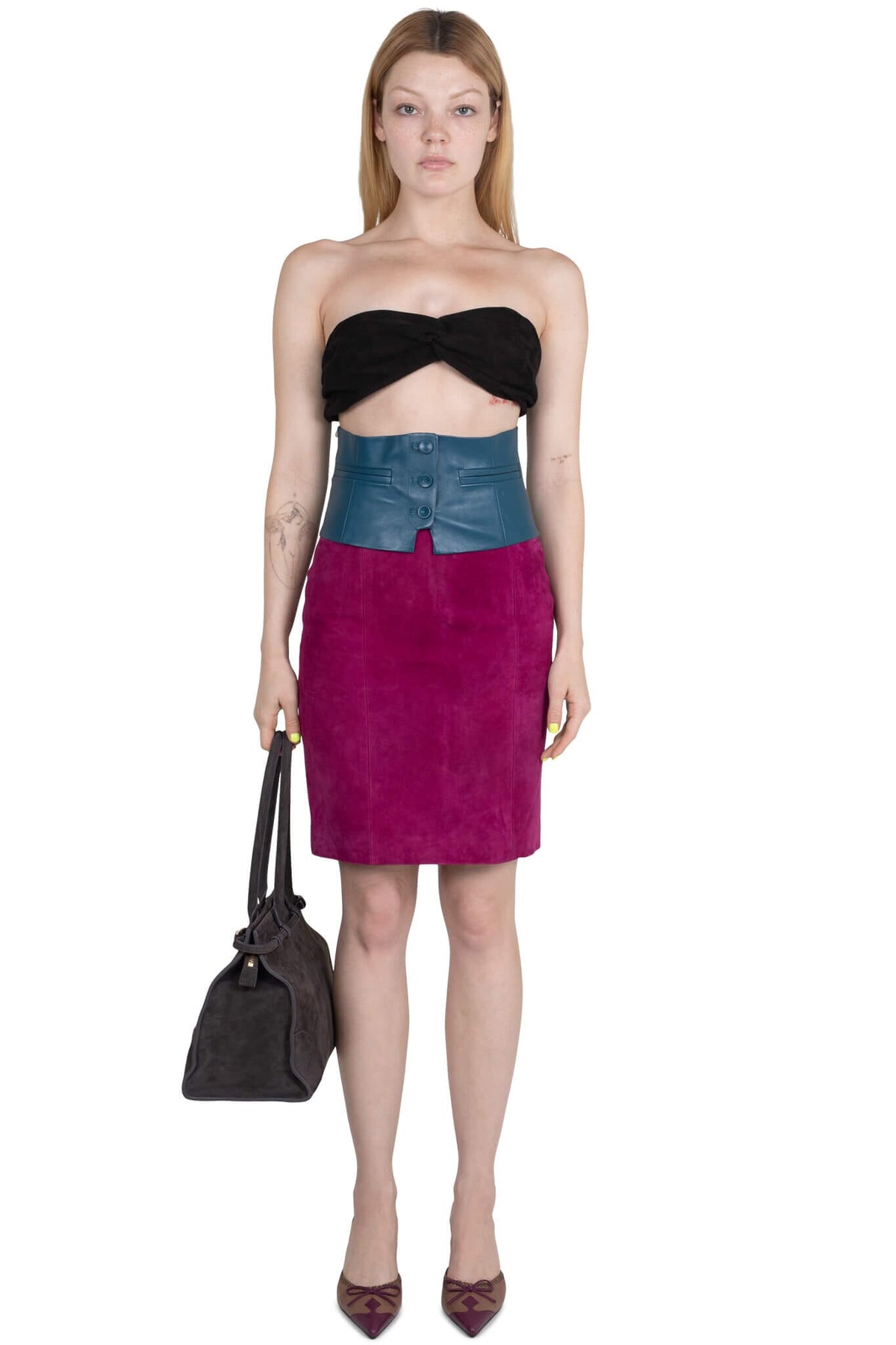 AMALIE SKIRT Pencil Skirt - Fuchsia Suede | Jeffrey Campbell