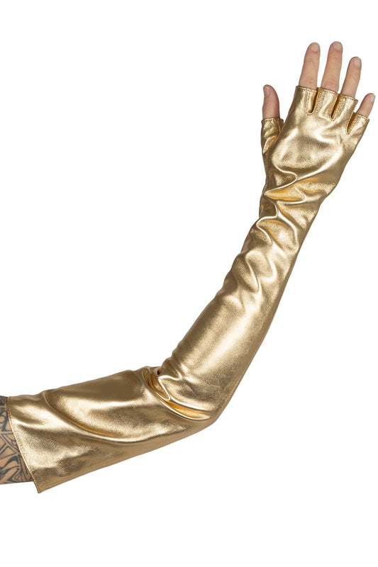 KRAFTIG GLOVES Leather Gloves - Gold Metallic | Jeffrey Campbell