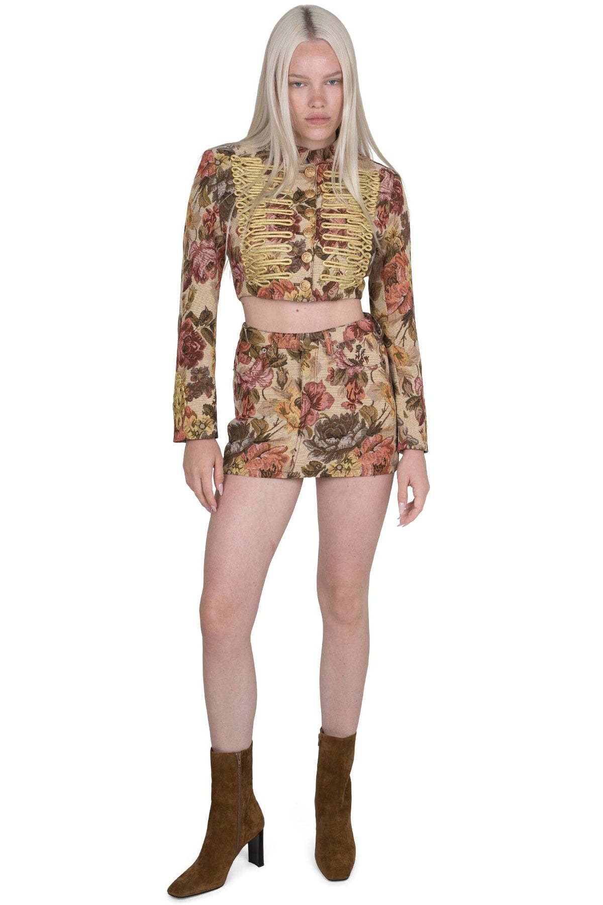 HEY-NOW-T SKIRT - Beige Floral Tapestry | Jeffrey Campbell