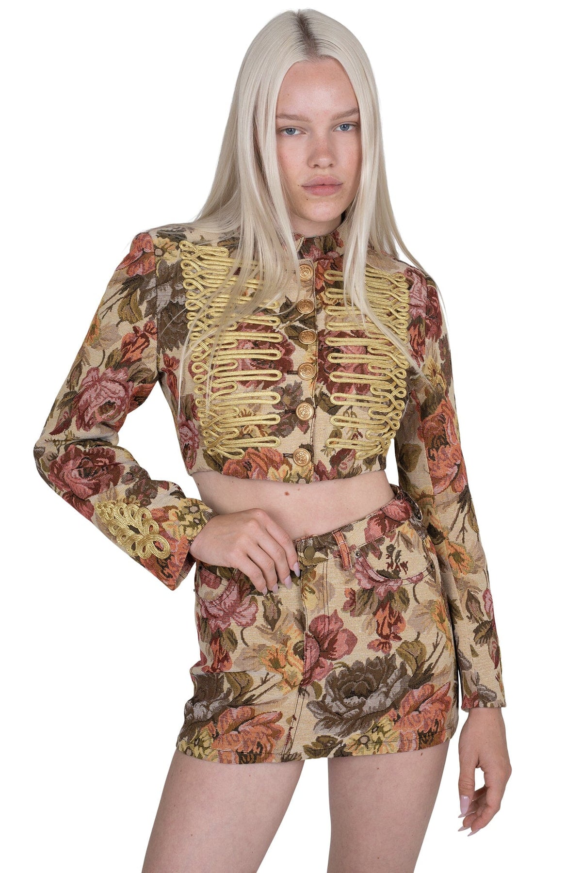 HEY-NOW-T SKIRT - Beige Floral Tapestry | Jeffrey Campbell