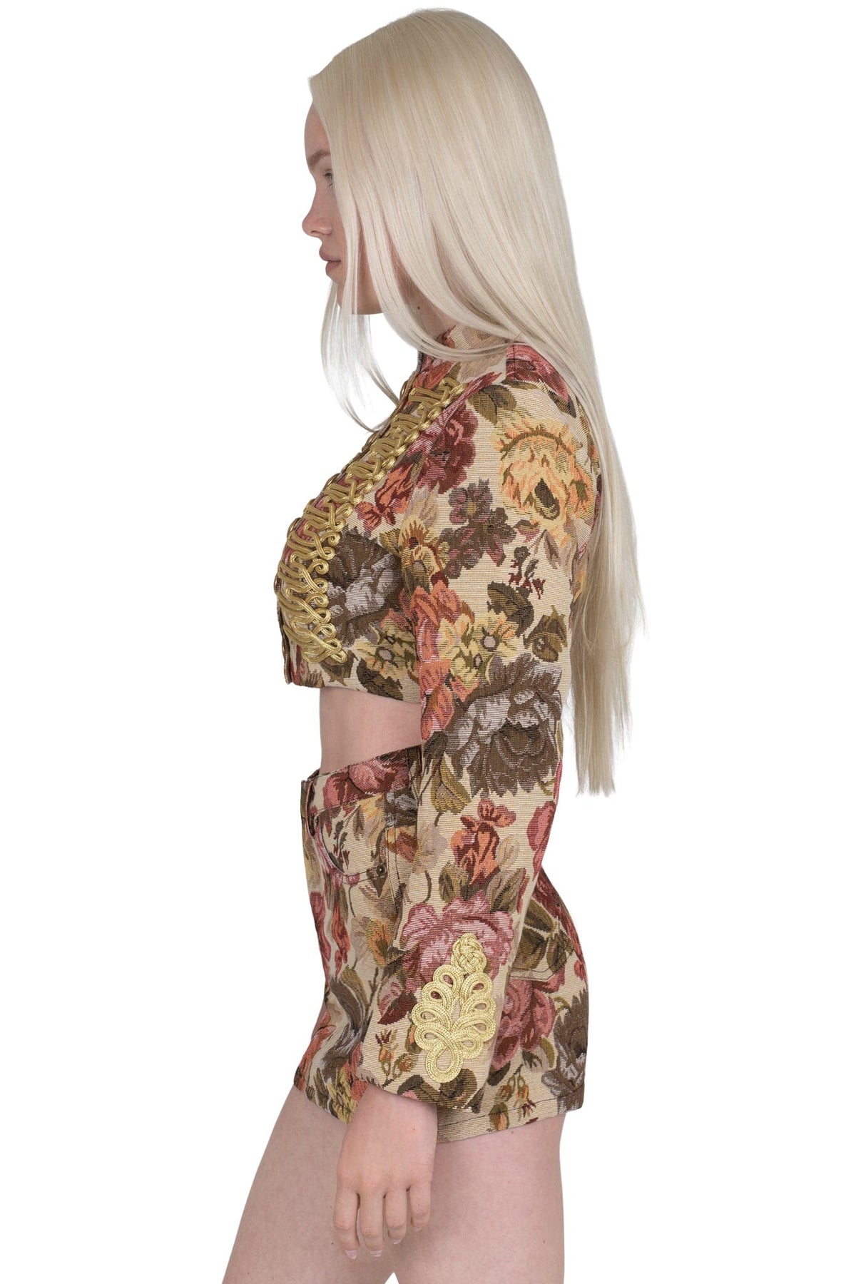 HEY-NOW-T SKIRT - Beige Floral Tapestry | Jeffrey Campbell