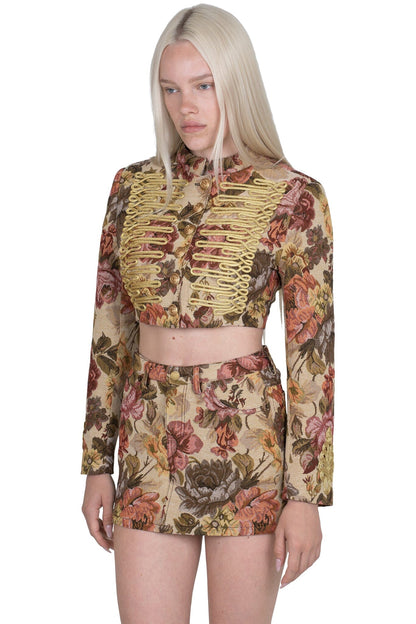 HEY-NOW-T SKIRT - Beige Floral Tapestry | Jeffrey Campbell