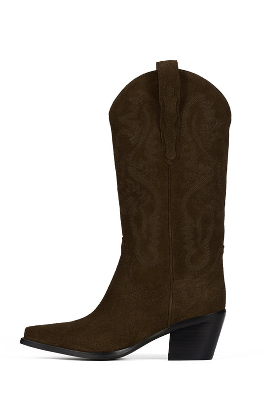DAGGET Heeled Boot - Brown Suede | Jeffrey Campbell
