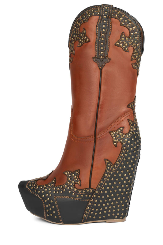 GIDDY-STUD Western Boot - Tan Black | Jeffrey Campbell
