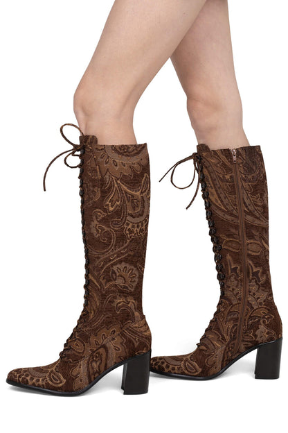 ARCHILLE-K Heeled Boot - Brown Tapestry | Jeffrey Campbell