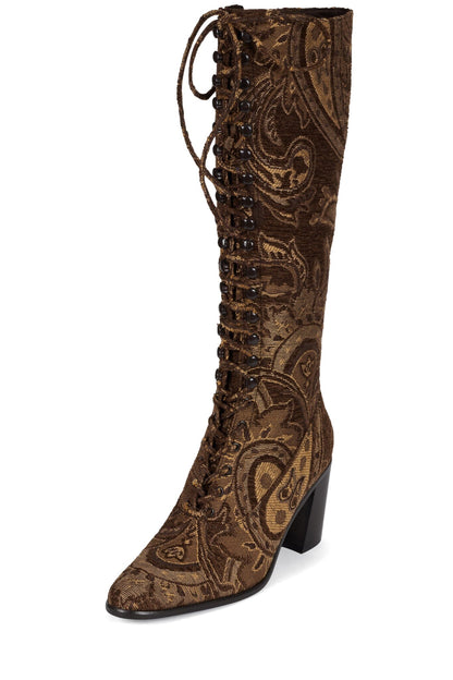 ARCHILLE-K Heeled Boot - Brown Tapestry | Jeffrey Campbell