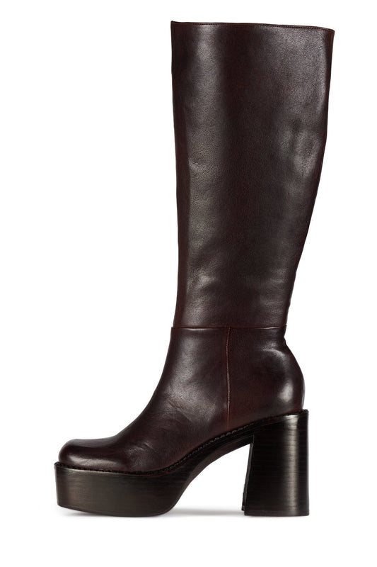 THE-BAND Knee-High Boot - Brown Brown Stack | Jeffrey Campbell
