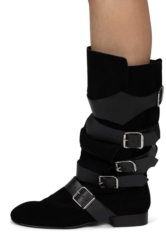 FASTENED - Black Suede Black | Jeffrey Campbell