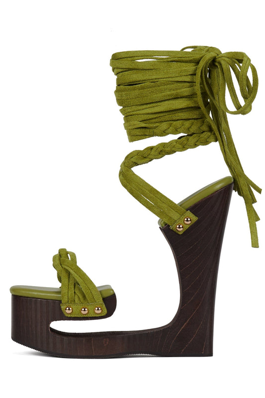 MAZES Platform Sandal - Chartreuse Suede Brown | Jeffrey Campbell