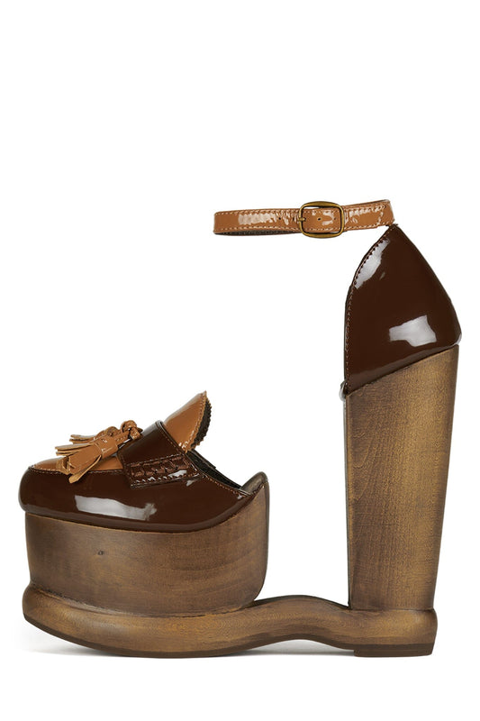 WALTERS Platform Wedge - Brown Patent Tan Patent | Jeffrey Campbell