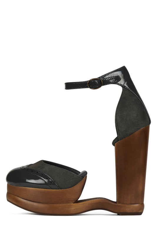 AMERIE Wedge Pump - Grey Suede Combo | Jeffrey Campbell