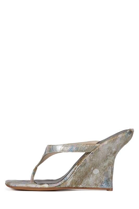ROMEE-F Thong Sandal - Beige Silver White | Jeffrey Campbell