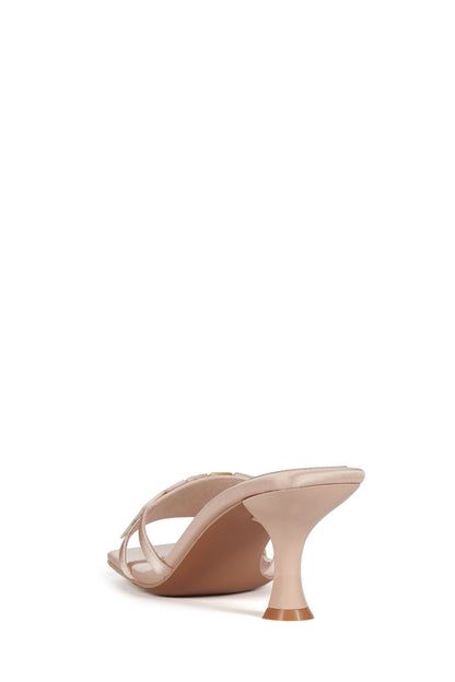 ABALONE-SH Heeled Sandal - Champagne Satin Combo | Jeffrey Campbell