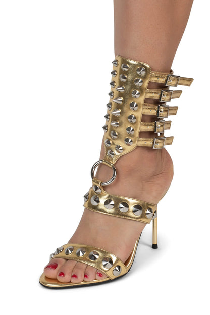 THREE-6-5 Heeled Sandal - Gold Silver | Jeffrey Campbell