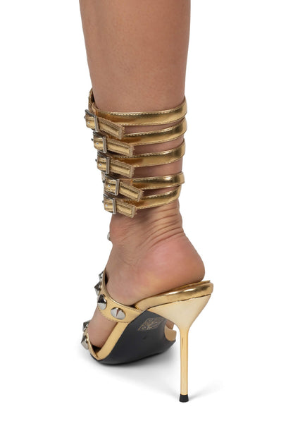 THREE-6-5 Heeled Sandal - Gold Silver | Jeffrey Campbell