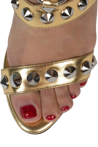 THREE-6-5 Heeled Sandal - Gold Silver | Jeffrey Campbell