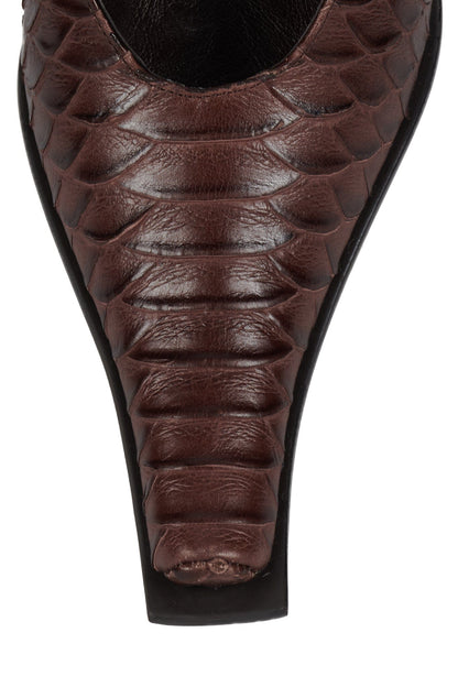 PARALLAX Heeled Mule - Brown Snake | Jeffrey Campbell